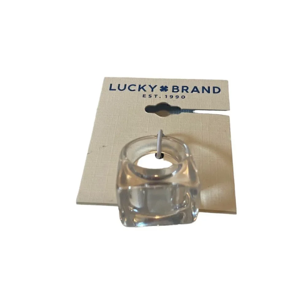 Lucky Brand Clear Signet Ring in Ladies Sz. 7
